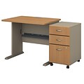 Bush Business Furniture Cubix 36W Desk w/ Mobile File Cabinet, Light Oak, Installed (SRA024LOSUFA)