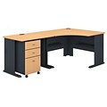 Bush Business Furniture Cubix 48W Corner Desk w/ 36W Return and Mobile File Cabinet, Beech, Installed (SRA005BESUFA)