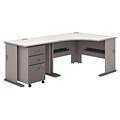 Bush Business Furniture Cubix 48W Corner Desk w/ 36W Return and Mobile File Cabinet, Pewter, Installed (SRA005PESUFA)