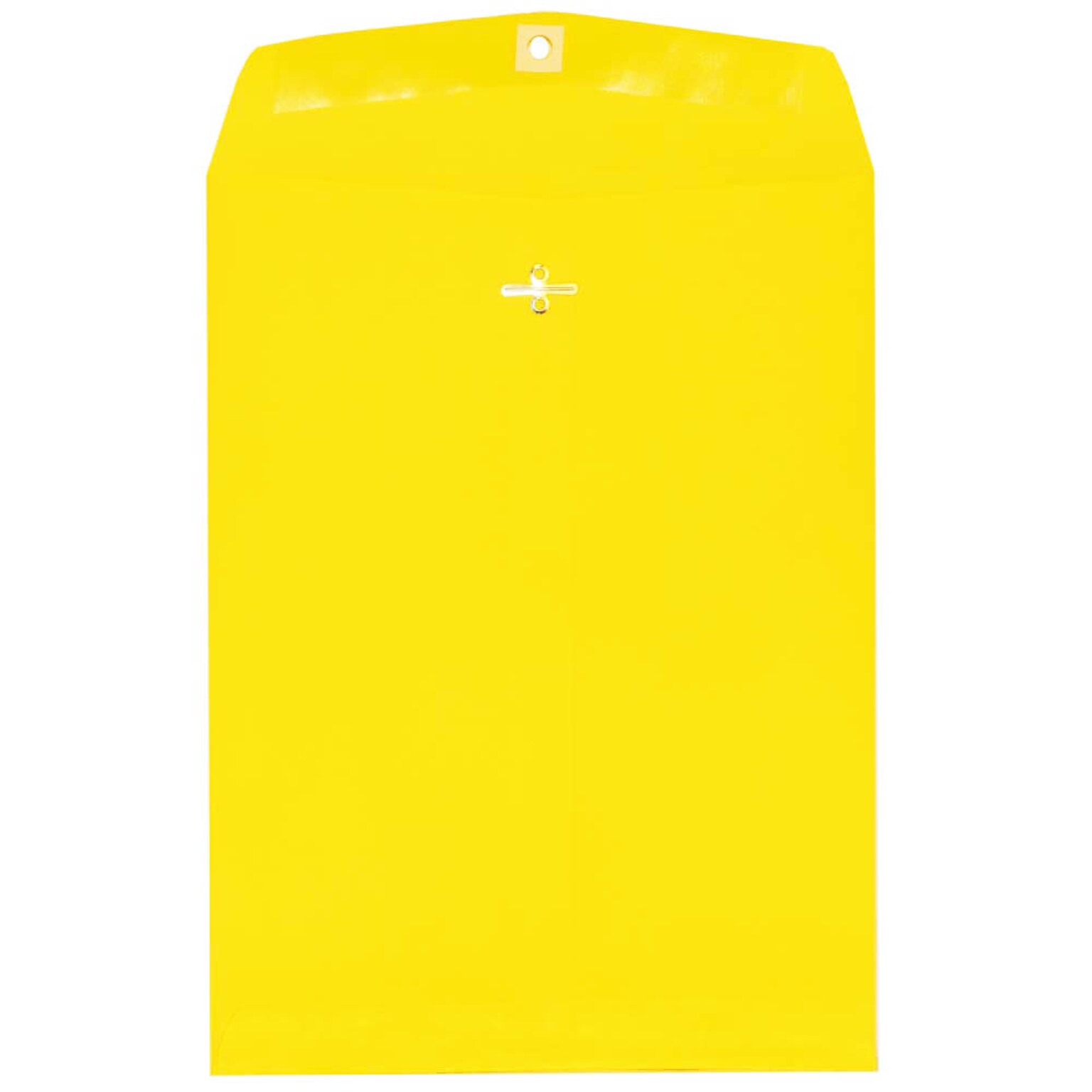 JAM Paper 9 x 12 Open End Catalog Colored Envelopes with Clasp Closure, Yellow Recycled, 10/Pack (92953B)