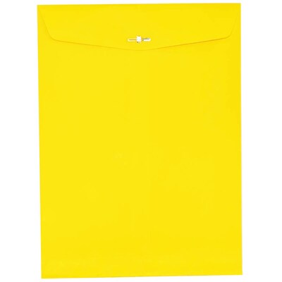JAM Paper 9 x 12 Open End Catalog Colored Envelopes with Clasp Closure, Yellow Recycled, 10/Pack (