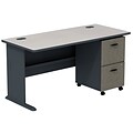 Bush Business Furniture Cubix Desk w/ 2 Drawer Mobile Pedestal, Slate, Installed (SRA027SLSUFA)