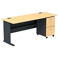 Bush Business Furniture Cubix Desk w/ 2 Drawer Mobile Pedestal, Beech (SRA028BESU)