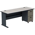 Bush Business Furniture Cubix Desk w/ 2 Drawer Mobile Pedestal, Slate, Installed (SRA028SLSUFA)