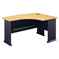 Bush Business Furniture Cubix 60W x 44D Right Handed L Bow Desk, Beech, Installed (WC14322FA)