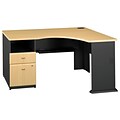 Bush Business Furniture Cubix Corner Desk w/ 2 Drawer Pedestal, Beech (WC14328PA)