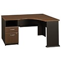 Bush Business Furniture Cubix Corner Desk w/ 2 Drawer Pedestal, Sienna Walnut (WC25528PA)