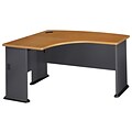 Bush Business Furniture Cubix 60W x 44D Left Handed L Bow Desk, Natural Cherry, Installed (WC57433FA)