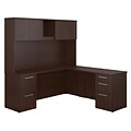 Bush Business Furniture 300 Series 72Wx30D Peninsula Desk U-Config w/ Modesty Panel, Hutch & Storage, Natural Maple