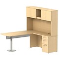 Bush Business Furniture Emerge 60W x 30D L Shaped Desk w/ 2 Pedestals, Natural Maple, Installed (300S027ACFA)