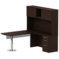 Bush Business Furniture Emerge 60W x 30D L Shaped Desk with 2 Pedestals, Mocha Cherry, Installed (300S027MRFA)
