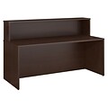Bush Business Furniture Emerge 72W x 72D L Shaped Reception Desk with 3 Drawer Pedestal, Mocha Cherry, Installed (300S076MRFA)