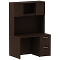Bush Business Furniture Emerge 60W x 30D Office Desk with 2 Pedestals and 60W Credenza, Mocha Cherry, Installed (300S024MRFA)