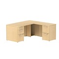 Bush Business Furniture Emerge 66W x 30D L Shaped Desk w/ 2 Pedestals, Natural Maple (300S026AC)
