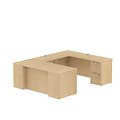 Bush Business Furniture Emerge 72W x 30D U Shaped Desk w/ 2 Pedestals, Natural Maple (300S030AC)