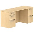 Bush Business Furniture Emerge 72W x 22D L Shaped Desk w/ 2 and 3 Drawer Pedestals, Natural Maple, Installed (300S036ACFA)