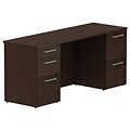 Bush Business Furniture Emerge 72W x 22D L Shaped Desk with 2 and 3 Drawer Pedestals, Mocha Cherry, Installed (300S036MRFA)