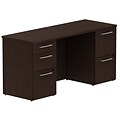 Bush Business Furniture Emerge 66W x 22D L Shaped Desk with 2 Pedestals, Mocha Cherry, Installed (300S037MRFA)