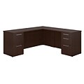 Bush Business Furniture 300 Series 72W x 36D Bowfront L-Desk with 2-Dwr & 3-Dwr Peds, Modern Cherry, Installed (300S036MRFA)