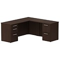 Bush Business Furniture Emerge 48W x 30D Desk with 2 Drawer Pedestal and 48W Hutch, Natural Maple, Installed (300S081ACFA)