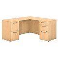 Bush Business Furniture 300 Series 48W x 30D Shell Desk, 2-Drw Ped & 48W Tall Hutch, Modern Cherry, Fully Assembled