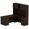 Bush Business Furniture Emerge 72W x 30D U Shaped Desk w/ Hutch and 2 Pedestals, Natural Maple, Installed (300S050MRFA)