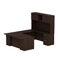 Bush Business Furniture 300 Series 72W x 30D Double Pedestal Desk (F/F, B/B/F), Modern Cherry, Fully Assembled