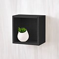 Way Basics 11.2H Wall Cube Floating and Modern Decorative Eco Shelf, Black Wood Grain (W-CUBE-BK)