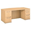 Bush Business Furniture Emerge 66W Office Desk with 2 Pedestals, Natural Maple, Installed (300SDDP66ACKFA)