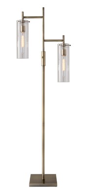 Adesso Dalton 64.25H Antique Brass Floor Lamp with Clear Glass Cylinder Shades (3853-21)