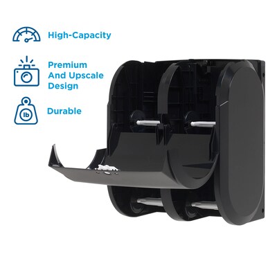 Compact® 4-Roll Quad Coreless Toilet Paper Dispenser by GP PRO, Black, 11.750” W x 6.900” D x 13.250” H (56744A)