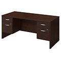 Bush Business Furniture Westfield Elite 66W x 30D Desk with Two 3/4 Pedestals, Mocha Cherry (SRE186MRSU)