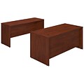 Bush Business Furniture Westfield Elite 66W x 30D Desk with Credenza, Hansen Cherry, Installed (SRE124HCFA)