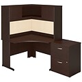 Bush Business Furniture Westfield Elite 48W x 48D C Leg Corner Desk with Hutch and Storage, Mocha Cherry (SRE144MRSU)