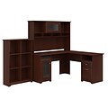 Bush Furniture Cabot L Shaped Desk with Hutch and 6 Cube Organizer, Harvest Cherry (CAB004HVC)