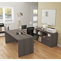 Bestar I3 Plus U-Desk with Two Drawers in Bark Gray (160860-47)