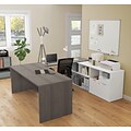 Bestar I3 Plus U-Desk with Two Drawers in Bark Gray & White (160860-4717)