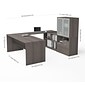 Bestar I3 Plus U-Desk with Frosted Glass Door Hutch in Bark Gray (160861-47)