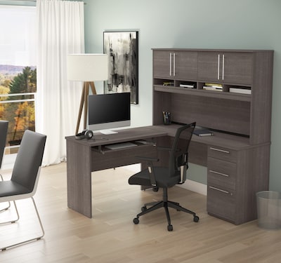 Bestar Innova Plus L-Shaped Desk in Bark Gray (92421-47)