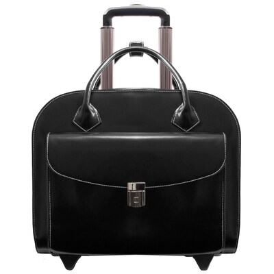 McKlein Limited Edition Laptop Briefcase, Black Leather (96145A)