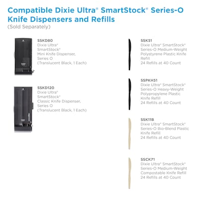 Dixie Ultra SmartStock Series-O Classic Knife Dispenser by GP PRO, Translucent Black (SSKD120)