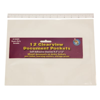Ashley® Clear Self-Adhesive Document Pocket, 9-1/2(H) x 12(W) 12 Pack/3 Bundle (ASH10405)
