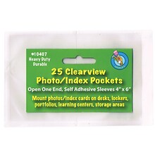 Ashley Clear View Self-Adhesive Photo/Index Card Pocket 4 x 6, 4/Bundle (ASH10407)