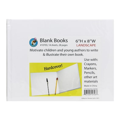 Ashley Hardcover Blank Book Landscape, 8 x 6, White 12/Bundle  (ASH10703)