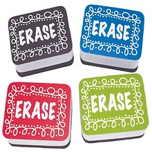 Ashley Chalk Design Mini Whiteboard Erasers, Lightweight, Multicolor, 10/Pack