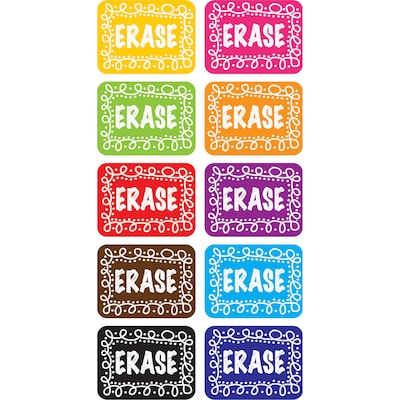 Ashley Chalk Design Mini Whiteboard Erasers, Lightweight, Multicolor, 10/Pack