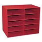 Pacon Classroom Keepers 10-Shelf Organizer, Corrugated Cardboard, 17" x 12.88" x 21", Red (PAC001314)