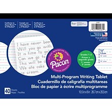 Pacon Zaner-Bloser DNealian™ Multi-Program Handwriting Tablet Paper, Grades 1st-2nd, 10-1/2 x 8