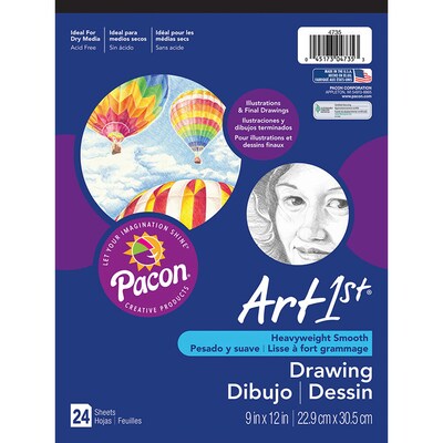Pacon Art1st White Drawing Paper Pad, 12 x 9, White, 6 Pads/Pack 24 Sheets/Pad (PAC4735)
