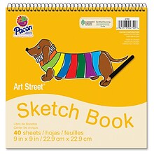 Pacon® Art Street® White Drawing Paper Pad, 9 x 9, 40 Sheets per Pad, Pack of 6 (PAC4750-6)